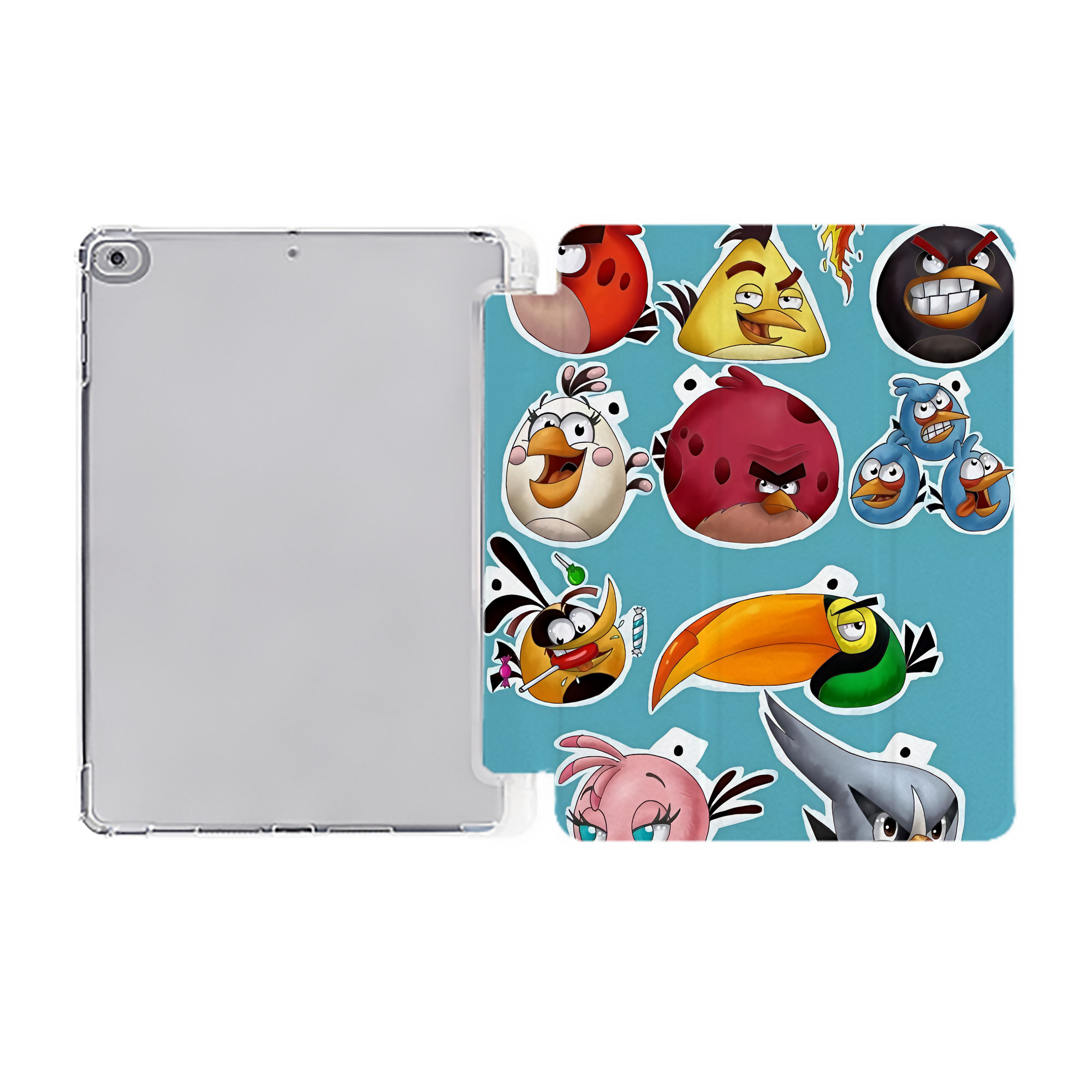 （画像用） Angry Birds アングリーバード IPad ケース ペン収納付き 三つ折りスタンド PUレザー×シリコン 対応機種9.5/10.5/10.9インチ